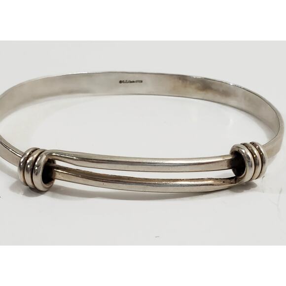 Ed Levin Signature Sterling Silver 925  Slide Bangle Bracelet 7" - Picture 2 of 6